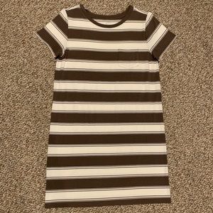 NWOT Small LOFT Short Sleeve Olive Striped T-Shirt Dress